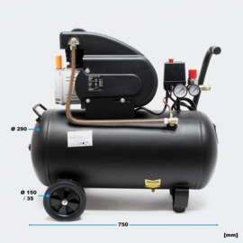 Compressor 50 liter 1,5 kW, max. 8 bar. (206 l/min)