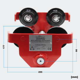 Spant-trolley tot 2000 kg handmatige trolley met instelbare flensbreedte van 55-205 mm