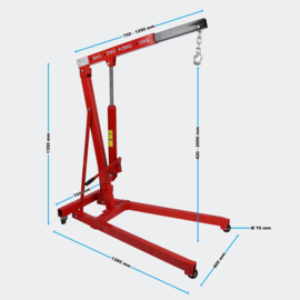 Werkplaatskraan voor lasten tot 500 kg met hefarm van 750-1290 mm, Motortakel.