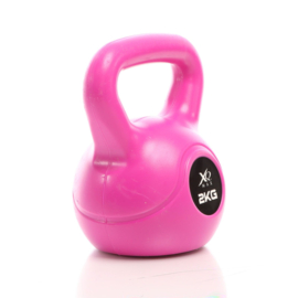 LUXTRI Kettlebell 2 kg roze kogelgewicht met cementvulling