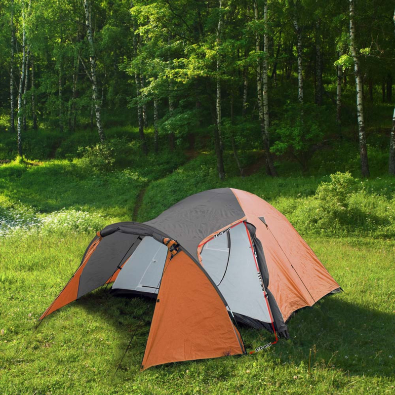 3-Persoons Iglo tent; oranje/zwart 210 x 120 x 130cm, Tent. | Camping Accessoires | MultiStrobe