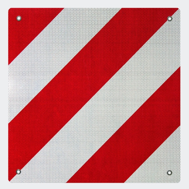 Aluminium waarschuwingsplaat, 50 x 50 cm, rood/wit reflecterend.