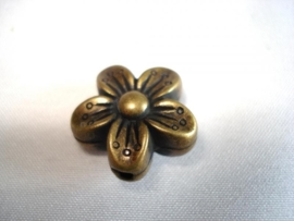 Metaallook kraal bronskleur bloem 15x8 mm