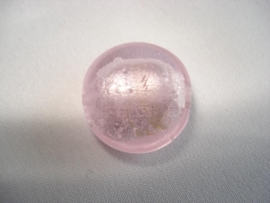Zilverfolie glaskraal plat rond lichtroze