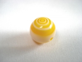 Millefiori glaskraal rond 8 mm geel
