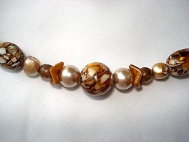 Ketting bruin, beige en champagne