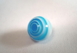 Millefiori glaskraal rond 8 mm aquablauw