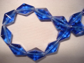 Facet glaskraal bicone langwerpig kobaltblauw