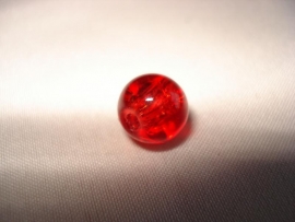 Glascrackle kraal rond 6 mm rood