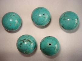 Howliet kraal rond 16 mm turquoise