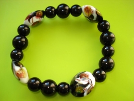 Armband zwart met grote lampwork kralen