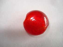 Zilverfolie glaskraal plat rond rood