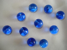 Glaskraal rond 10 mm kobaltblauw