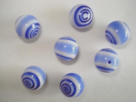 Millefiori glaskraal rond 8 mm blauw