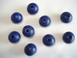 Houten kraal 12 mm donkerblauw