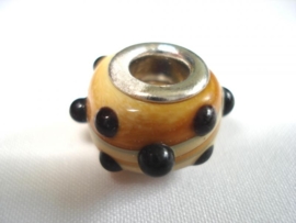 Pandora style kraal beige, camel en zwart