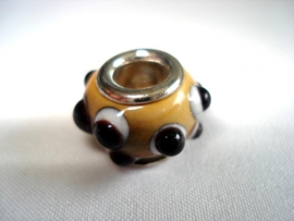 Pandora style kraal beige, grijs, zwart en wit
