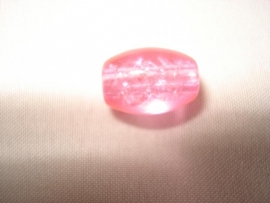 Glascrackle kraal ovaal licht roze