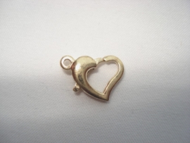 Karabijnsluiting hartvorm 10 mm antiek goudkleur