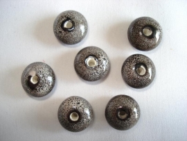 Keramiek kraal disc 12x7 mm grijs met spikkels