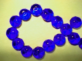 Facet glaskraal rondell 10x8 mm donker kobalt blauw