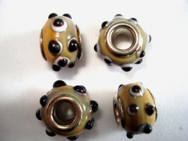 Pandora style kraal beige, grijs, zwart en wit