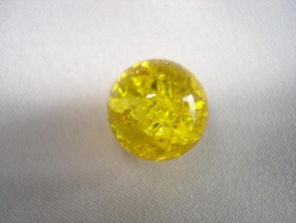 Glascrackle kraal rond 6 mm geel
