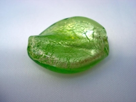 Zilverfolie glaskraal wokkel lime groen