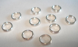 Dubbele ringetjes zilverkleur 6 mm per 10 stuks