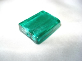 Zilverfolie glaskraal rechthoek petrol groen