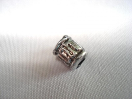 Metaallook kraal zilverkleur tonnetje 6x5 mm