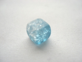 glascrackle kraal vierkant 6x6x6 mm duo lichtblauw transparant