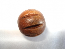 Houten kraal met groef bruin 16 mm