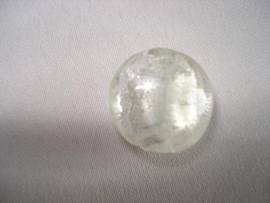 Zilverfolie glaskraal plat rond wit