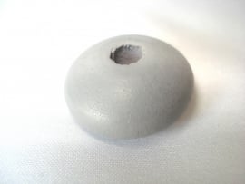 Houten kraal 20x12 mm disc lichtgrijs