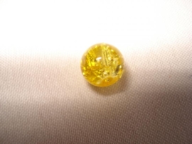Glascrackle kraal rond 6 mm honinggeel
