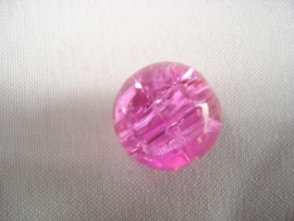 Glascrackle kraal rond 6 mm roze