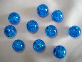 Glascrackle kraal rond 6 mm kobaltblauw