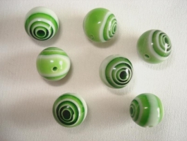 Millefiori glaskraal rond 10 mm groen