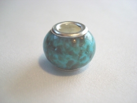 Pandora style kraal turquoise met gouden glittertjes