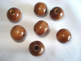 Houten kraal 20 mm bruin
