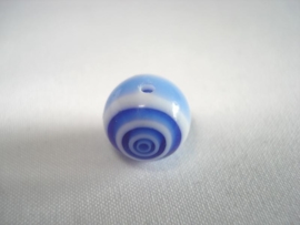 Millefiori glaskraal rond 8 mm blauw