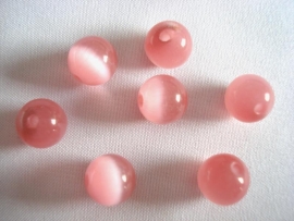 Cats eye glaskraal rond 8 mm roze