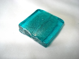 Zilverfolie glaskraal 25 mm petrol blauw