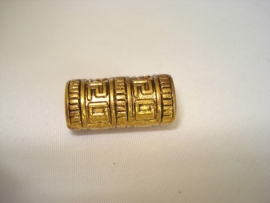 Metallook kraal goudkleur cilinder lang bewerkt 20x9 mm