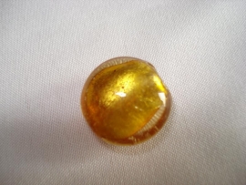 Zilverfolie glaskraal plat rond goudbruin