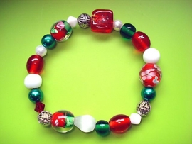 Armband rood, wit en groen