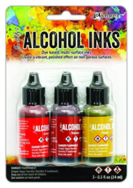 Ranger Alcohol Ink Ink Kits Orange/Yellow Spectrum 3x15 ml TAK69645 Tim Holtz