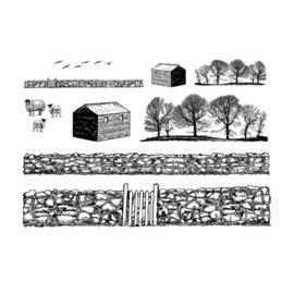 Walls, Barns and Trees Unmounted Rubber Stamps (CI-625)