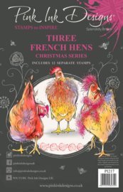 Three French Hens A5 Clear Stamps (PI217)